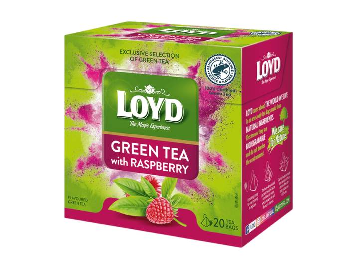 LOYD Sachets de thé à la framboise verte 20 x 1,5 g