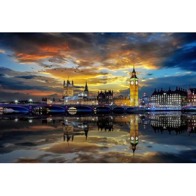 Fototapete PAPERMOON "London bei Nacht", bunt, B:2,5m L:1,86m, Vlies, Tapeten