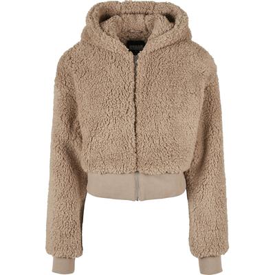 Langmantel URBAN CLASSICS "Urban Classics Damen Ladies Short Oversized Sherpa Jacket", Damen, Gr. 3XL, softtaupe, 100% Polyester, Mäntel