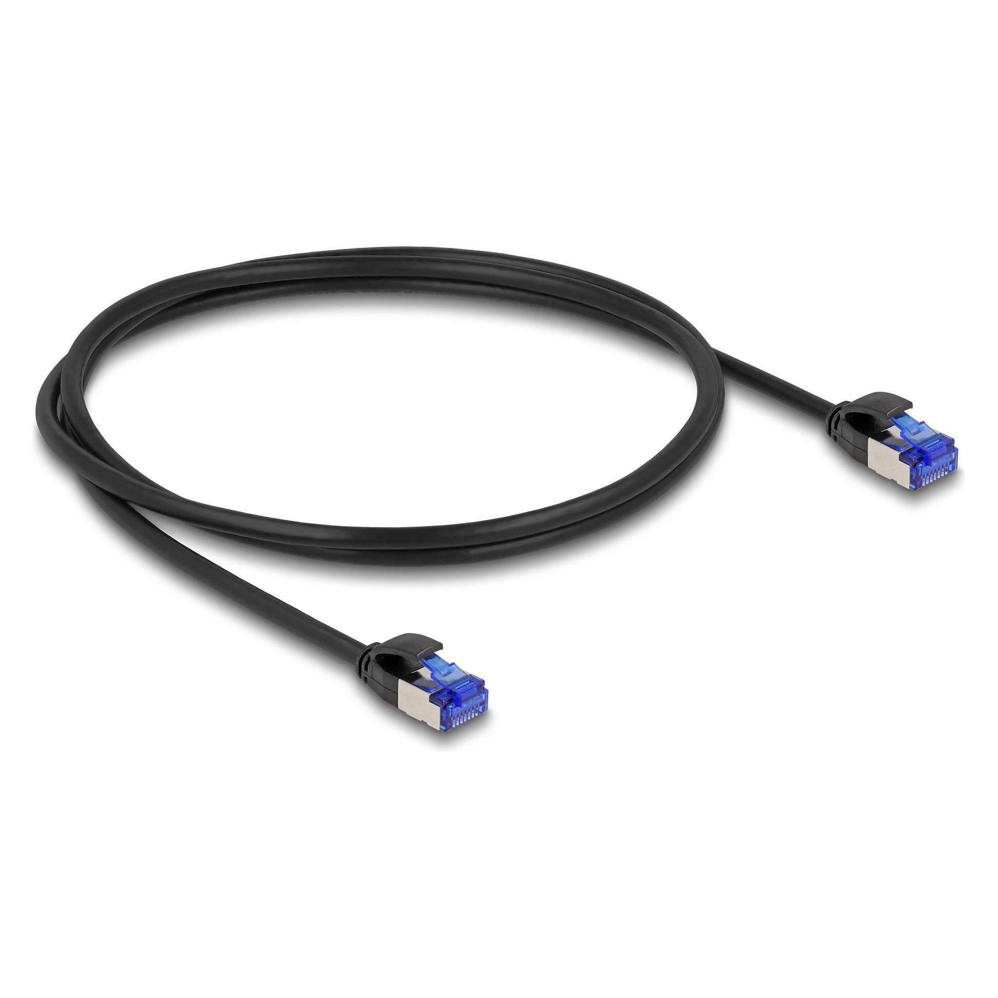 Delock RJ45 Netzwerkkabel Cat.6A S/FTP Slim 1 m schwarz (S/FTP, CAT6a, 1 m) (80227)