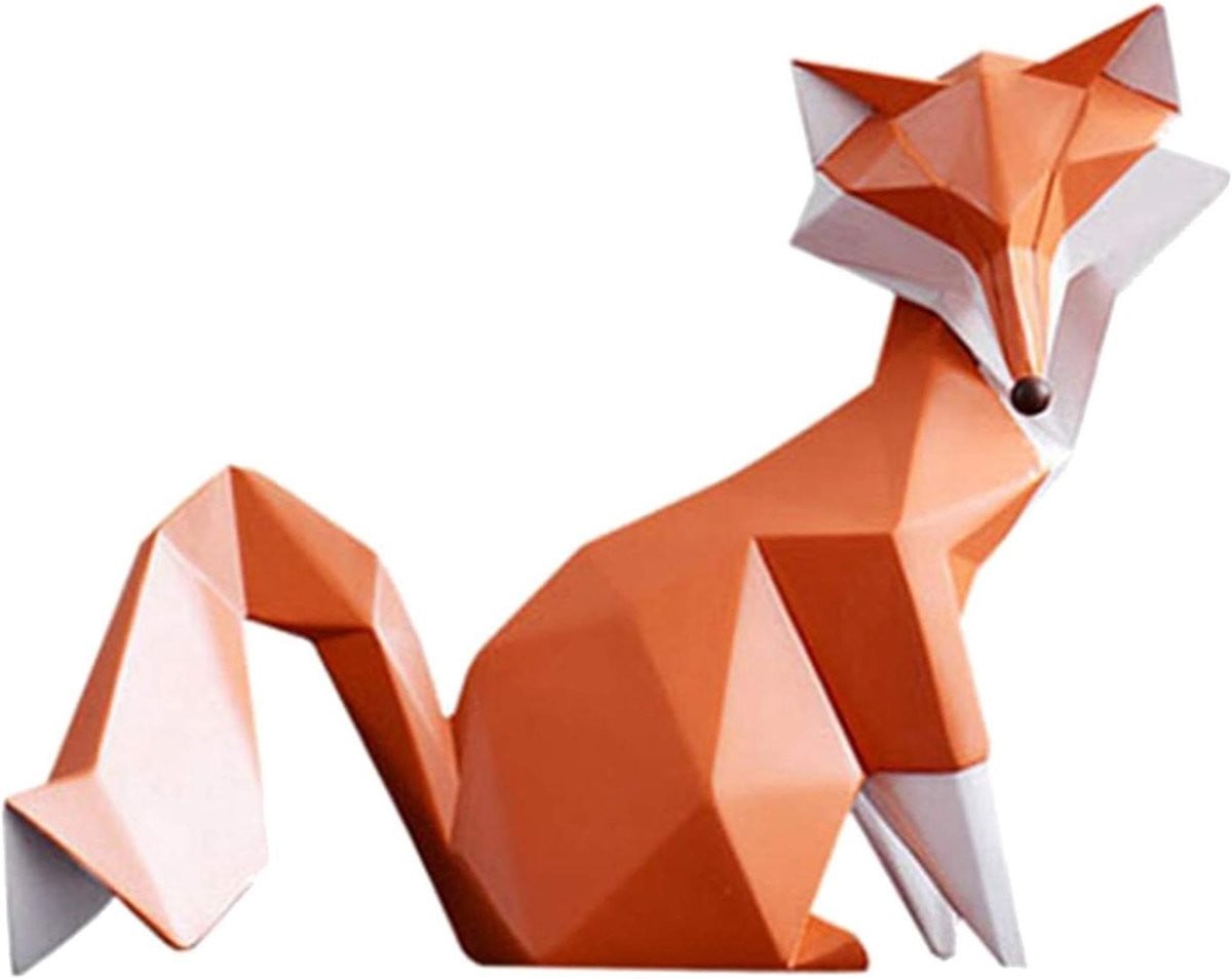 Vos sculptuur - Oranje dierenbeeldje van milieuvriendelijk hars - M formaat
