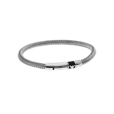 Armband EMPORIO ARMANI "Schmuck Geschenk Edelstahl Armschmuck", silber (schwarz, silberfarben), Armbänder, Damen, 19cm, Edelstahl, Armband
