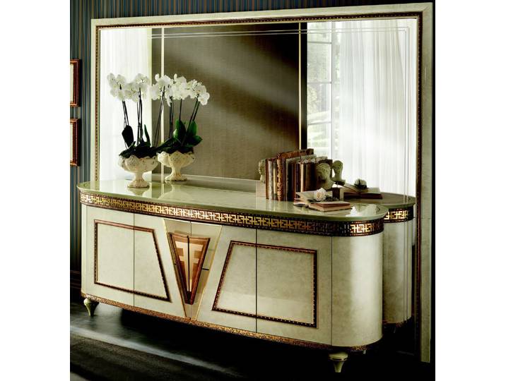 Xlmoebel Kommode Arredoclassic Spiegelkommode in elegantem Design aus Holz (Spiegelkommode, 1x Anrichte + 1x Spiegel), Hergestellt in Italy