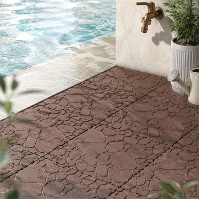 DEVERA "44-Pack 12"" x 12"" Stone Texture Interlocking Patio Deck Tiles - 1' x 1'"