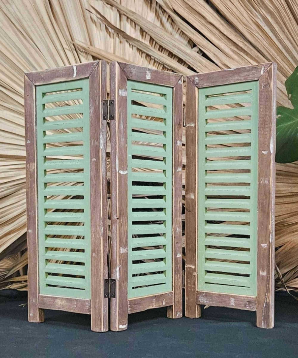 Inspiring Minds Houten Raamscherm Shutter Groen Bruin - Breedte: 52 cm