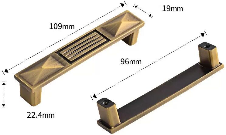 INF 2er-Pack Vintage Zinklegierung Schranktürgriffe - Antik Bronze Finish