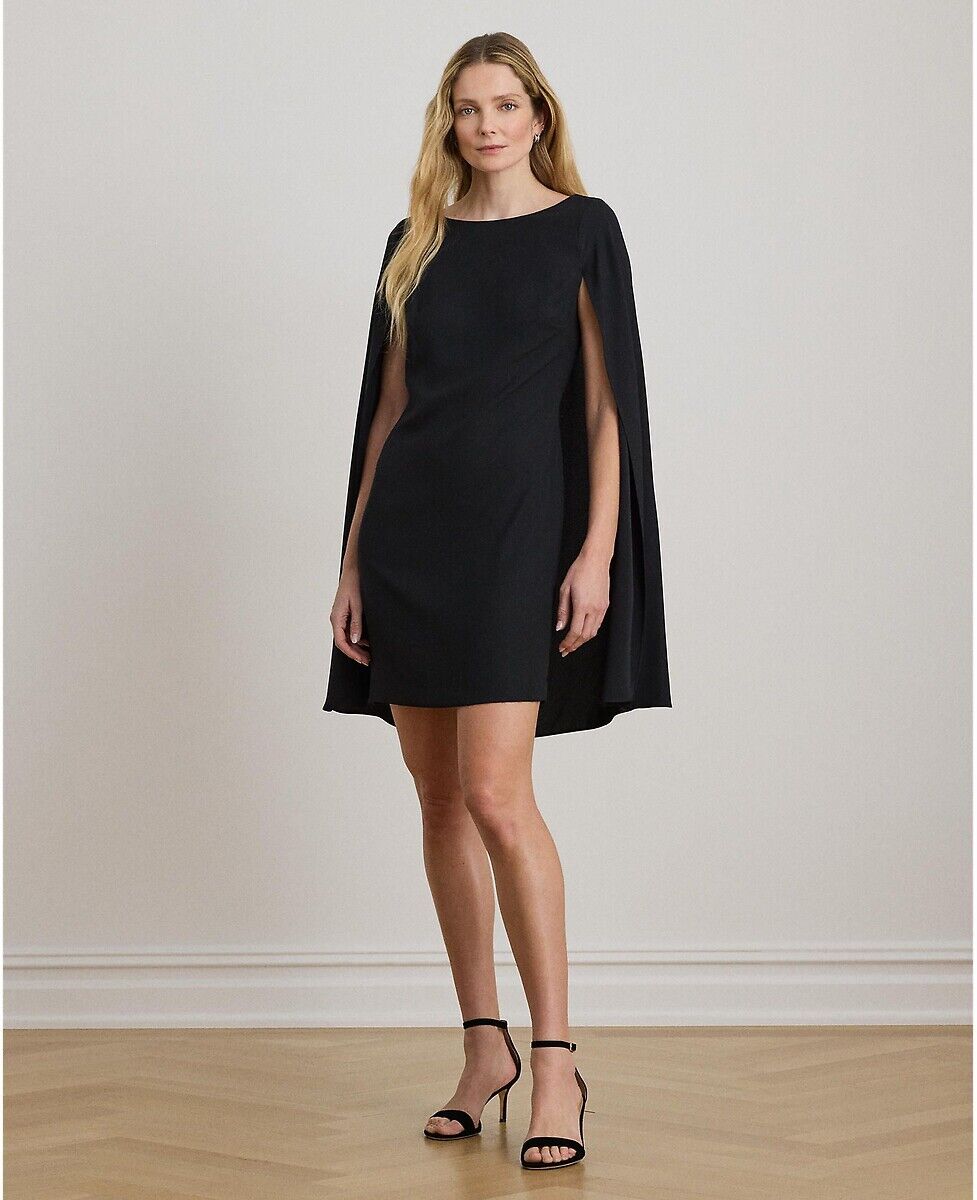 LAUREN RALPH LAUREN Robe courte cocktail col bateau cape PETRA