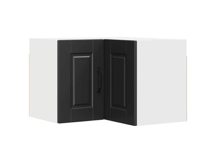 Leasha Eckschrank für Küche, Wandschrank, Küchenoberteil, Portwei, Schwarz, 57 x 57 x 40 cm
