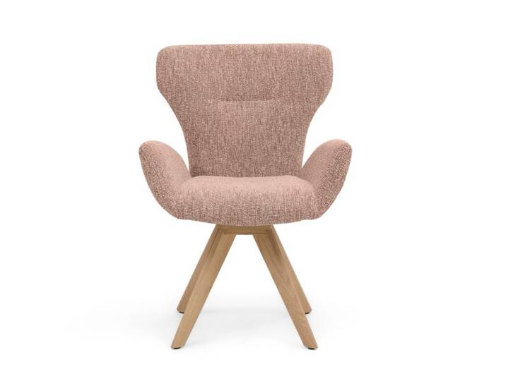 Musterring JustB! SP150 Schalensessel - in verschiedenen Bezugs-und Gestellvarianten - Jaquard Lodge blush - Stativgestell Eiche massiv - ohne Funktion Drehfunktion, Rückholfunktion Modern, Skandinavisch