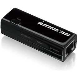 Iogear Universal Ethernet zu Wi-Fi Adapter (RJ45, RJ45 (1x)), Netzwerk Adapter, Schwarz