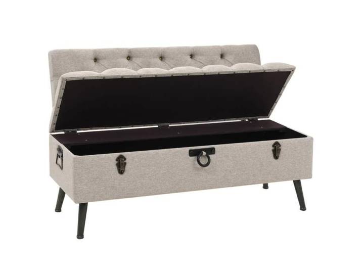 Banc de rangement - - Banc coffre - tissu - crème - 110 cm - Avec dossier 155wth54l