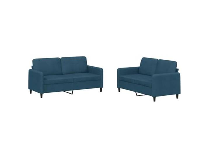 Coespram 2-tlg. Sofagarnitur Samt Blau 2-Sitzer Polstersofa Set Gemütliche Sitzgruppe fürs Wohnzimmer inklusive vier Kissen, dichter Schaumstoffpolsterung und stabiler Metallbeine.