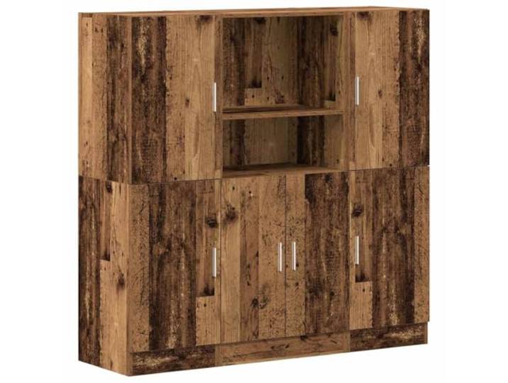 KDVXBCQJH Küchenschrank Set 3-TLG. Beistellschrank Altholz-Optik Vielseitige Möbelkombination für Küche, Esszimmer oder Büro mit reichlich Stauraum aus stabilem Holzwerkstoff.