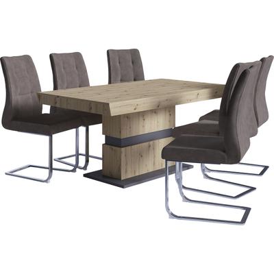 Essgruppe BYLIVING, braun (braun, braun, schwarz), B:160cm H:95,5cm T:62cm, Sitzmöbel-Sets, Essgruppe