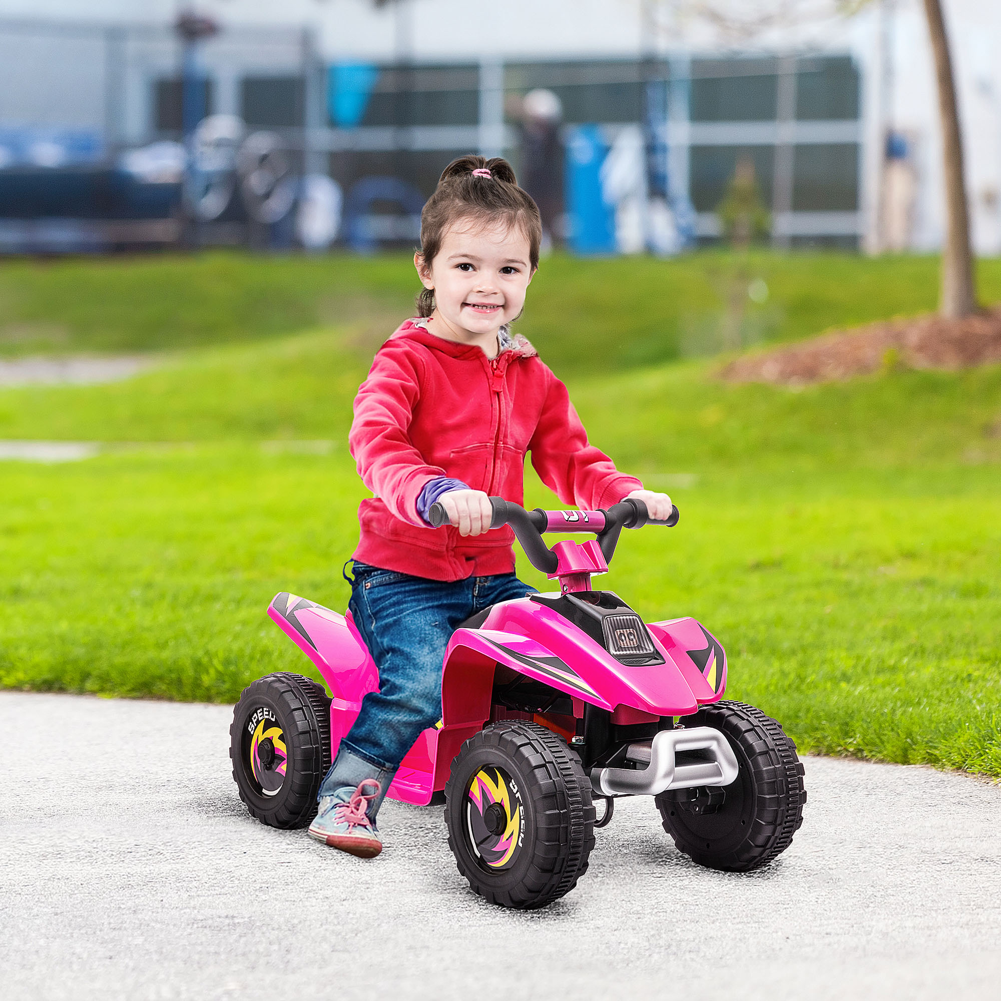 Homcom Quad per Bambini Elettrico con Batteria Ricaricabile 6V, Velocità 2.8-4.6km/h, Età 3-5 Anni, 72x40x45.5cm, Rosa Aosom
