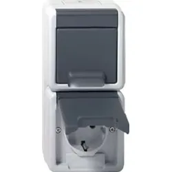 Gira Schuko-Steckdose 2-fach WG-AP grau IP44 senkrecht 478030