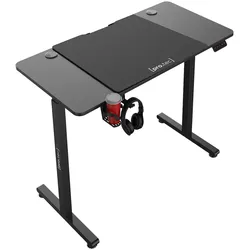 Helloshop26 - Elektrisch höhenverstellbarer Steh-Sitz-Schreibtisch/Arbeitsplatz mit rechteckiger Tischplatte 120 x 60 cm schwarz 03_0009082