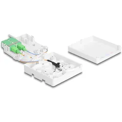 Delock LWL Anschlussdose 2 x SC/APC Simplex mit Verlegekabel Set 40m (Spleissbox), Zubehör Netzwerk