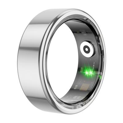 StayWell Smart Ring Military Grade Titanium Steel Shell, Health Monitoring IP68 & 3ATM, Waterproof Multi Sport Modes silver 8