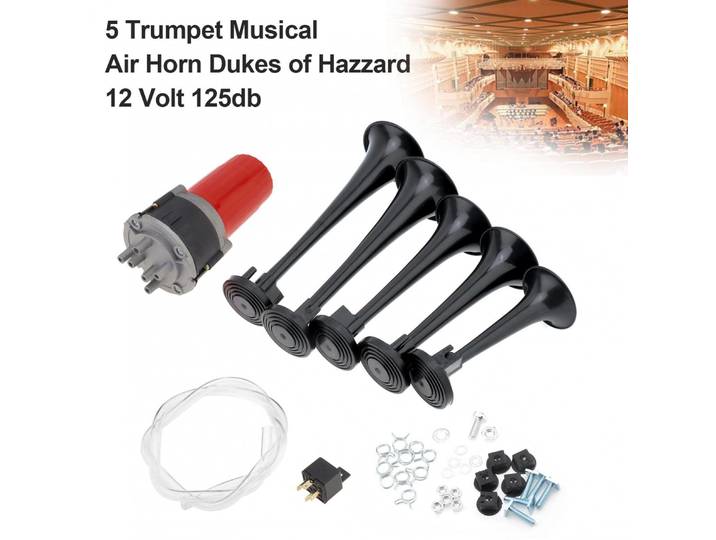 Klaxon d'air de voiture 12V, 5 pièces, 125db, compresseur de trompette fort, Dixie Musical, voiture de danger pour camion, Automobile