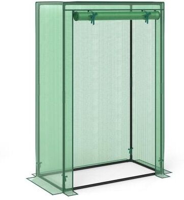 Costway Portable Mini Greenhouse with Roll-Up Zippered Door-Green