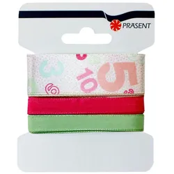 Präsent Schleifenband Numbers-Rosa 3er Karte 25/1/1cmx45m