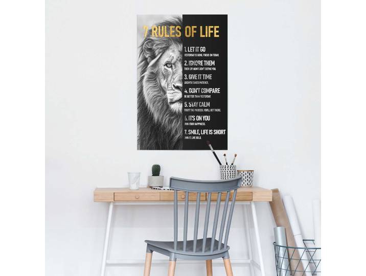Poster Regeln des Lebens Papier Schwarz 61 x 92 x 0cm