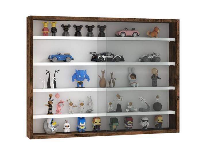 Vitrine murale pour objets de collection - HOMCOM - 80 x 9.5 x 60cm - Panneau de particules - marron