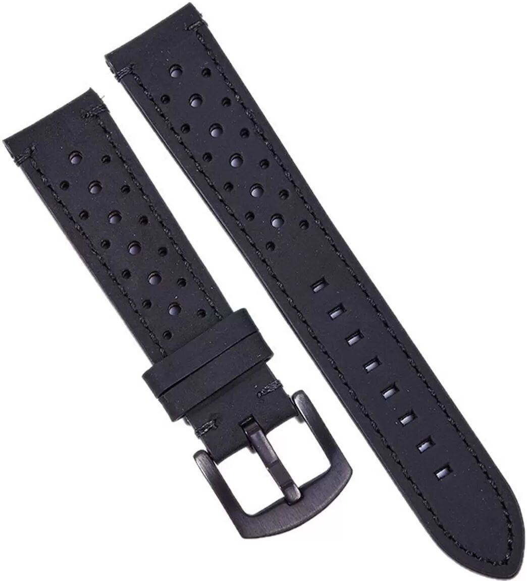 INF Vintage Crazy Horse Leder Universal Smartwatch Armband - Schnellverschluss, Atmungsaktiv Schwarz 20 mm
