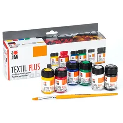 Marabu Stoffmalfarben, für dunkle Textilien, 6x 15 ml und Pinsel