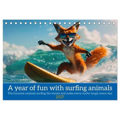 A year of fun with surfing animals (Desk Calendar 2027 DIN A5 landscape), CALVENDO 12 Month DeskCalendar