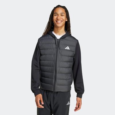 Outdoorjacke ADIDAS SPORTSWEAR "ESSENTIALS CLIMAWARM LEICHTE MIT KAPUZE", Herren, Gr. L, schwarz, Obermaterial: 70% Polyester, 30% Baumwolle. Wattierung: 80% Entendaune, 20% Federn, Jacken Outdoorjacke