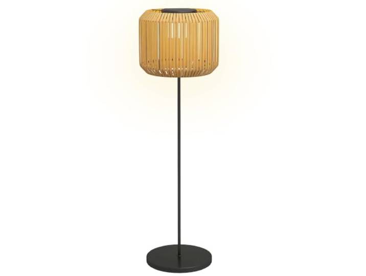 Outsunny Lampadaire solaire extérieur en résine tressée LED 130 cm jaune Lampadaire sans fil rechargeable avec capteur de lumière\, Style moderne\, Étanche\, pour jardin patio