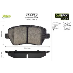 Bremsbelagsatz Scheibenbremse VALEO 872973 für Renault Kangoo BE Bop Dokker