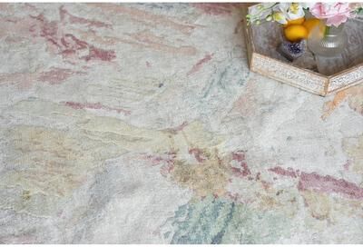 Exquisite Rugs Floor Art Hand-Knotted Bamboo Silk Silver/Blush Area Rug