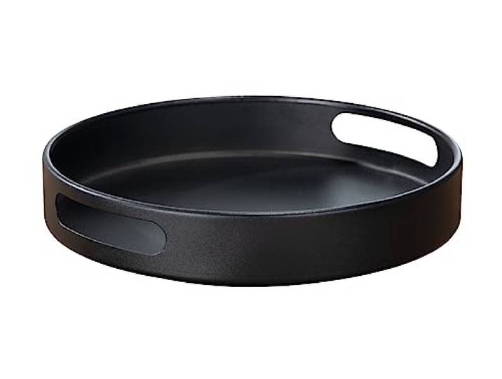 WENKO Plateau tournant Susie\, pivotant à 360 °\, avec Rebord et poignées Pratiques\, en métal thermolaqué (L/PxH) Ø 26 x 6 cm\, Noir