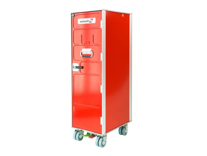 Airline Trolley Swissair, Aviatik-shop, silber/rot, Aluminium