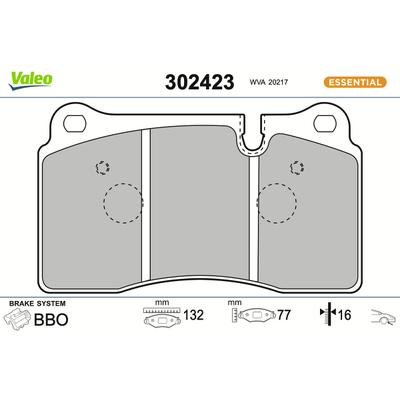 VALEO Bremsbelagsatz, Scheibenbremse 302423 Vorderachse für ASTON MARTIN LAND ROVER