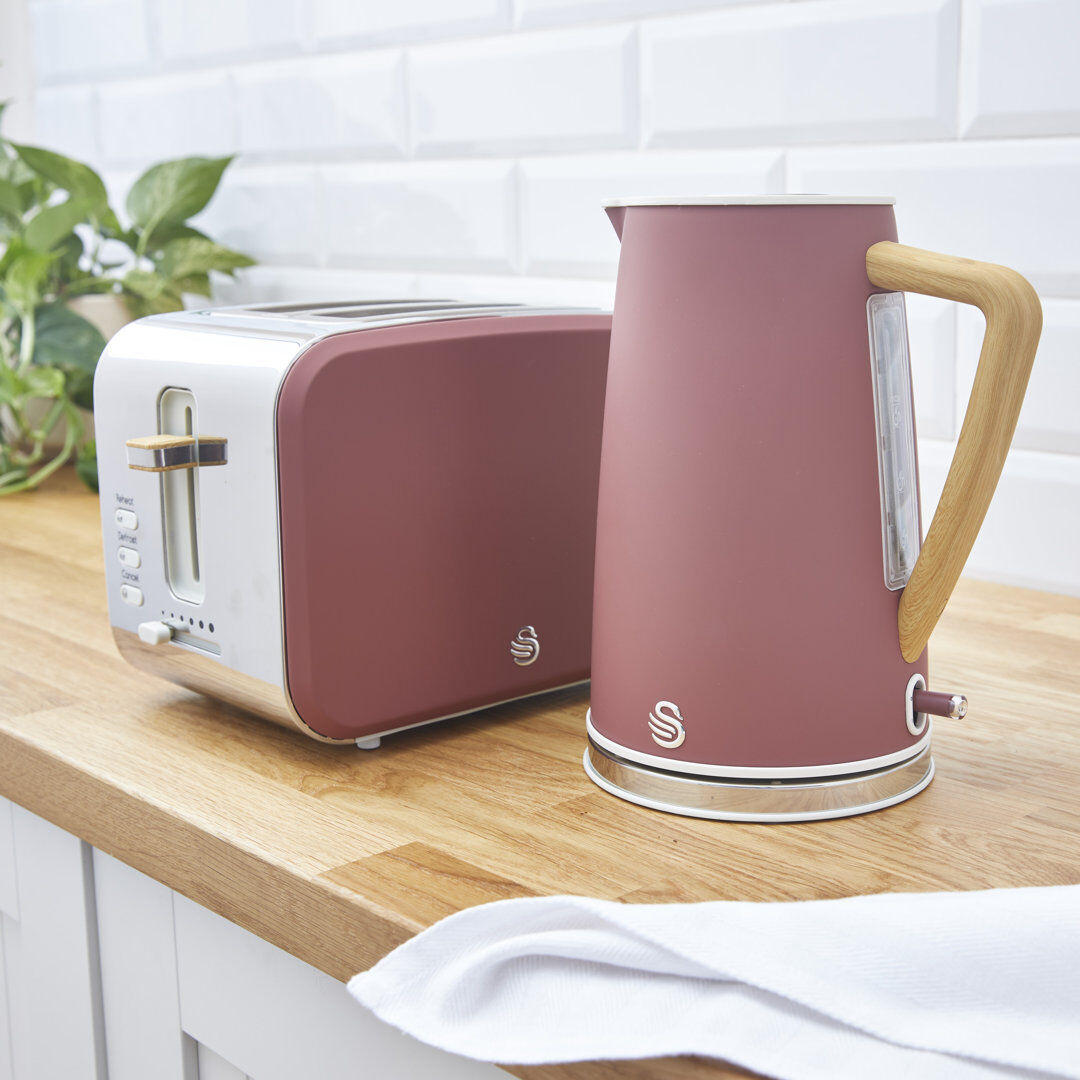 Swan Nordic 1.7 L Whistling Electric Tea Kettle Fuchsia Rose 1.7L