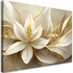 LEINWANDBILD Goldene Glamour-Blumen 3D 100x70cm