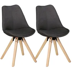 2er Set Esszimmerstühle `Lund`: Skandinavisches Design, Komfortables Sitzen. Anthrazit, Material: Stoff, 49x52x87 cm | Kadima Design