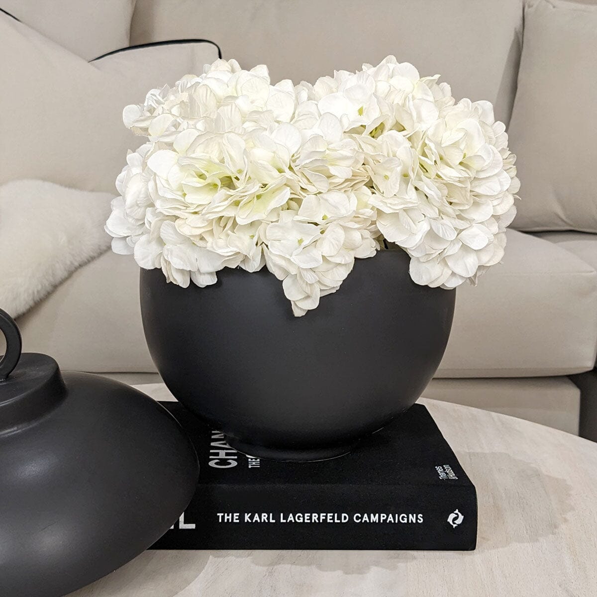 Colton Large Black Ceramic Lidded Decorative Jar