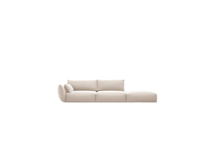 4-Sitzer Design Sofa Clau mit Ottomane Samt Beige chosen by Bloomingloft
