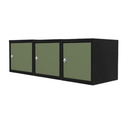 Proregal Mega Deal | 3x Schließfachwürfel Blocky mit Drehriegelschloss für Vorhängeschloss | HxBxT 40x40x40cm | Anthrazit/Resedagrün