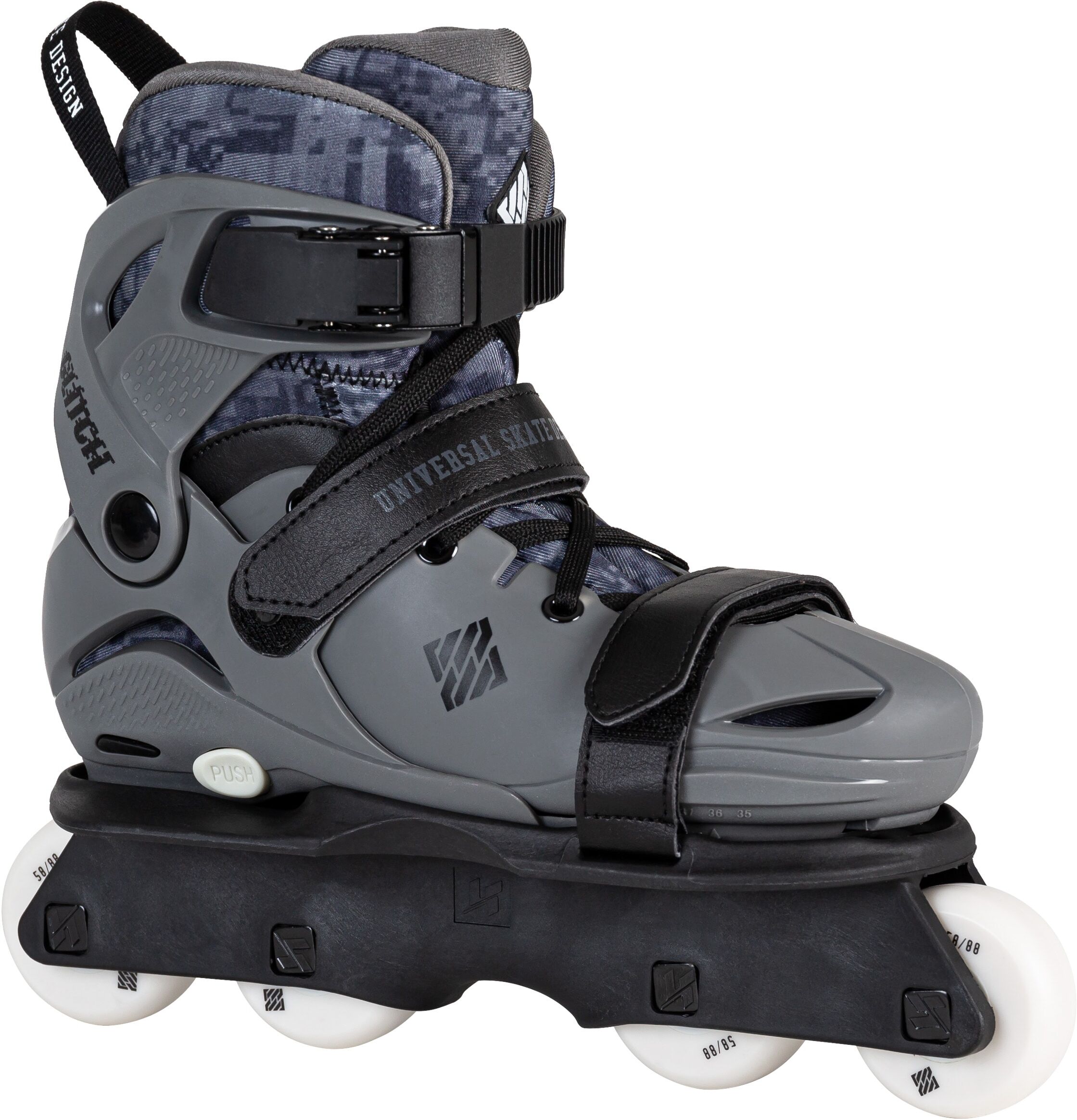 Inlineskates USD "Glitch Adj." Gr. 31, grau (schwarz), Inlineskates_Rollschuhe, Kinder, 31/34 (bis ), Kunststoff, Inlineskates