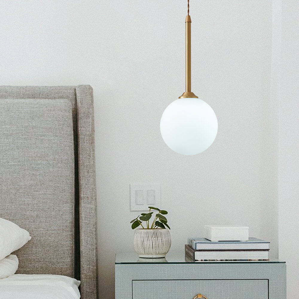 Fairmont Park 1-Light Opal Glass Globe Pendant Light Brass 70cm H X 12cm W X 12cm D