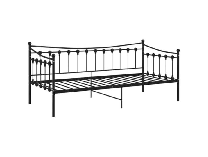 KTHLBRH Bettgestell aus Metall, schwarz, 90 x 200 cm Robuste Stahlkonstruktion, seitliches Sicherheitsgeländer, täglicher Gebrauch, einfache Montage