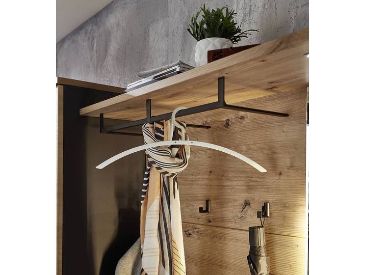 Beleuchtetes Garderobenpaneel 120 x 153 x 29cm Braun/Beige/Braun