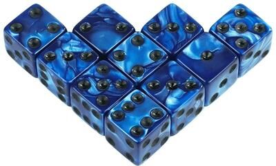 Inspired Finds 16mm Marble Style D6 Dice Set For Board Games And Math Activities blue