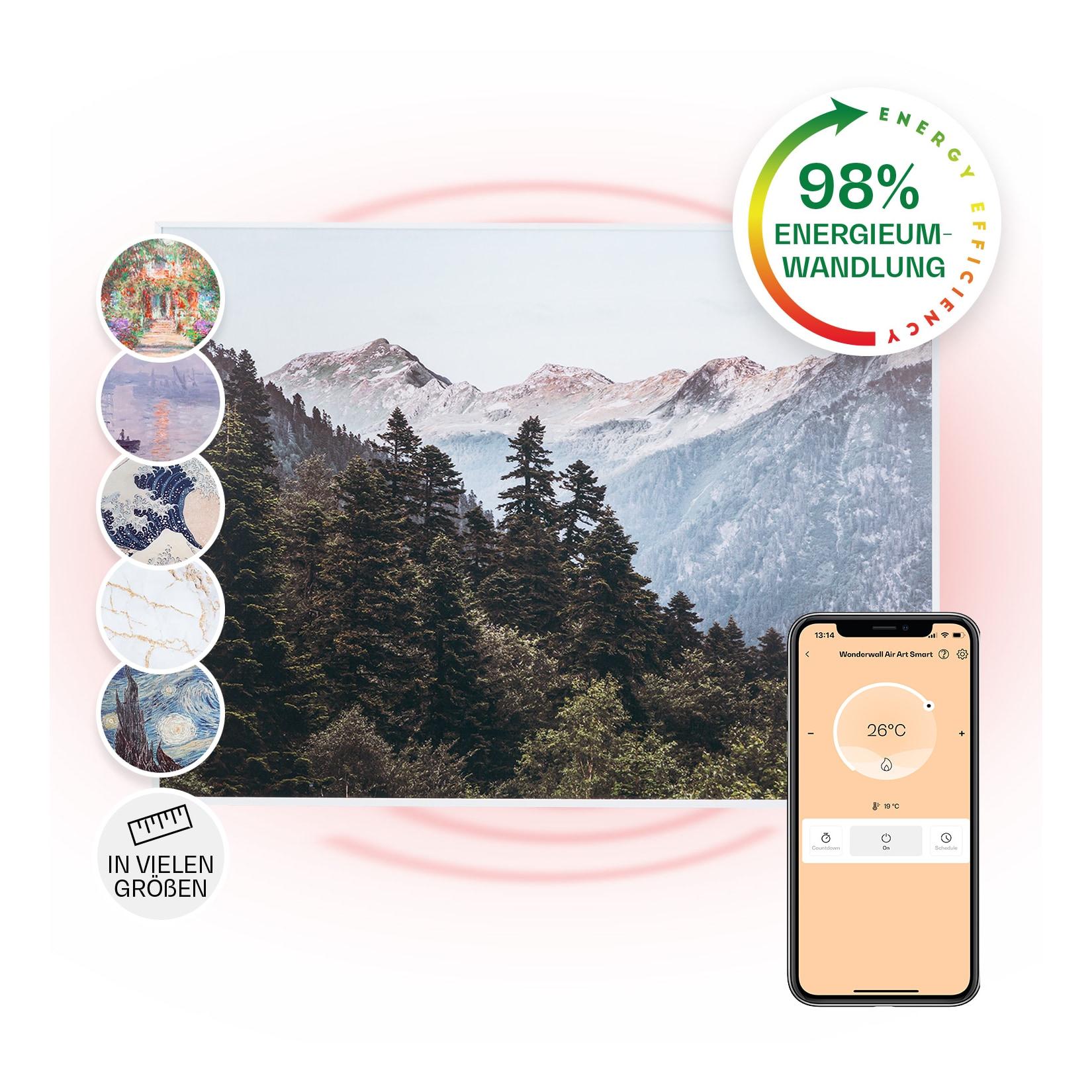 Wonderwall Air Art Smart Infrarotheizung 80x60cm 500W Wandmontage Berg